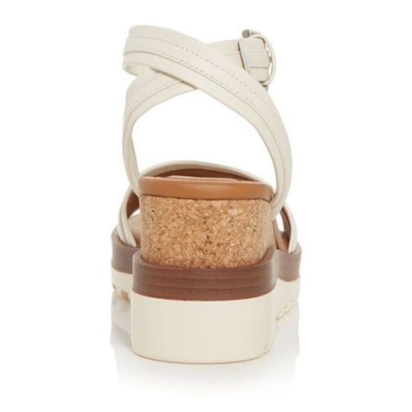 Revolve SEE BY CHLOE White 1" Platform Robin Round Toe Wedge Leather Sandals 39 - Picture 3 of 12